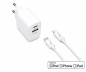 Preview: USB C+A charging set 20W, PD, Lightning/C 20W, 3.6V~5.9V/3A; 6~9V/2A; 9V~12V/1.5A, white, DINIC box with Euro hole, 1m