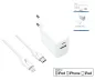 Preview: USB C+A Lade-Set 20W, PD, Lightning/C 20W, 3,6V~5,9V/3A; 6~9V/2A; 9V~12V/1,5A, weiß, DINIC Box mit Euroloch, 2m