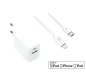 Preview: USB C+A Lade-Set 20W, PD, Lightning/C 20W, 3,6V~5,9V/3A; 6~9V/2A; 9V~12V/1,5A, weiß, DINIC Box mit Euroloch, 2m
