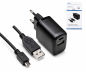 Preview: Adaptateur de charge USB PD/QC 3.0 avec câble micro USB 20W, 3,6V~5,9V/3A ; 6~9V/2A ; 9V~12V/1,5A, noir, boîte DINIC avec trou européen, 2m