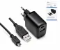 Preview: Adaptateur de charge USB PD/QC 3.0 avec câble micro USB 20W, 3,6V~5,9V/3A ; 6~9V/2A ; 9V~12V/1,5A, noir, boîte DINIC avec trou européen, 2m