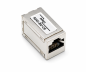 Preview: Ficha DINIC RJ45 Cat.6A/5e fêmea para fêmea RJ45, blindada, totalmente metálica, caixa DINIC com orifício Euro