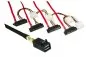 Preview: SAS-kabel SFF-8643 naar SFF-8482 schuin, HD mini SAS naar 4x Data/Power, laag profiel, 0,75 m lengte