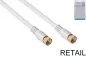 Preview: DINIC SAT Koaxialkabel F-Stecker auf Stecker, vergoldet, vierfach geschirmt, weiß, DINIC Blister, Länge 7,50m