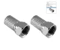 Preview: Connettore F twist-on per cavo 7,3mm, rame, quantità: 2 pezzi, scatola DINIC con foro Euro, lunghezza 20mm