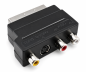 Preview: Ficha scart DINIC com interrutor IN/OUT, tomada RCA de 3 pinos e tomada mini DIN de 4 pinos, caixa DINIC com orifício europeu