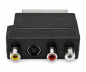 Preview: Ficha scart DINIC com interrutor IN/OUT, tomada RCA de 3 pinos e tomada mini DIN de 4 pinos, caixa DINIC com orifício europeu