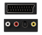 Preview: Ficha scart DINIC com interrutor IN/OUT, tomada RCA de 3 pinos e tomada mini DIN de 4 pinos, caixa DINIC com orifício europeu