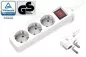 Preview: Power strip, 3-way, with switch, GS, CE, white, cable length 1.30m