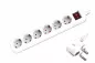 Preview: Socket strip, 6-way, with switch, GS, CE, white, cable length 1.30m