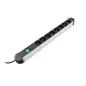 Preview: Multiple socket outlet with overvoltage protection, 8-way aluminium, 1.4m cable, slim design