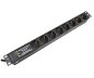 Preview: 19-inch socket strip aluminium, 8-way, overvoltage protection, LED, GS, black, cable length 1.80m
