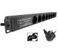 Preview: 19-inch socket strip aluminium, 8-way, overvoltage protection, LED, GS, black, cable length 1.80m