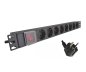 Preview: 19 inch contactdoosstrip aluminium met schakelaar, 8-voudig, zwart, kabellengte 1,80m