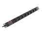 Preview: 19 inch contactdoosstrip aluminium met schakelaar, 8-voudig, zwart, kabellengte 1,80m