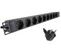 Preview: 19 inch socket strip aluminium, 9-way, GS, black, cable length 1.80m