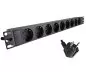Preview: 19 inch socket strip aluminium, 9-way, GS, black, cable length 1.80m
