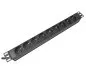 Preview: 19 inch socket strip aluminium, 9-way, GS, black, cable length 1.80m