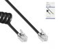 Preview: Kabel spiralny do słuchawki telefonicznej DINIC, wtyczka modułowa RJ10 4P4C do wtyczki, czarny, długość 2,00 m, pudełko