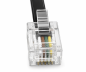 Preview: TAE Verteiler 3x TAE N/F/F Buchse auf RJ11/RJ45 Stecker (6P4C), schwarz, DINIC Box mit Euroloch, Länge 0,20m