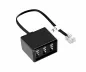 Preview: TAE verdeler 3x TAE N/F/F contactdoos naar RJ11/RJ45 stekker (6P4C), zwart, DINIC doos met Euro gat, lengte 0,20m