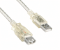Preview: USB 2.0 pikendus A-pistikupesa, UL 2725, topeltvarjestatud, läbipaistev, DINIC polübag, pikkus 0,50m.