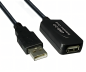 Preview: USB 2.0 pikendus ACTIVE, A mees/naine, UL 2725, topeltvarjestatud, must, DINIC polükott, pikkus 5.00m