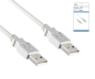 Preview: Kabel USB 2.0 Hi-Speed, od vtiča A do vtiča A, bel, škatla DINIC z luknjo Euro, dolžina 1,80 m