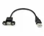 Preview: Cavo di montaggio USB 2.0 da A maschio ad A femmina, 30 cm A femmina a vite, incl. 2 viti distanza 26 mm