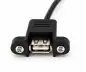 Preview: USB 2.0 mounting cable A male to A female, 50cm A female screw-on, incl. 2 screws distance 26mm