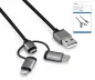 Preview: USB 3 in1 Premium Daten-/Ladekabel, USB A auf 1x USB C / 1x Micro USB oder 1x Lightning, DINIC Box mit Euroloch, 1,00m