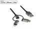 Preview: USB 3 in1 premium data/charging cable, USB A to 1x USB C / 1x Micro USB or 1x Lightning, DINIC box with Euro hole, 1.00m