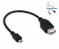 Preview: USB adapter A socket to micro B plug OTG, for connection to OTG-compatible devices, black, DINIC box with Euro hole, 0.10m