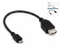 Preview: USB Adapter A Buchse auf micro B Stecker OTG, zum Anschluss an OTG kompatible Geräte, schwarz, DINIC Box mit Euroloch, 0,10m