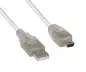 Preview: DINIC USB 2.0 cable, A plug to 5pin mini plug, AWG 28/26, transparent, 2.00m, DINIC Box
