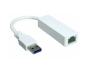 Preview: USB-sovitin Gbit LAN:iin MAC:lle ja PC:lle, USB 3.0 (2.0) A-pistoke RJ45-pistorasiaan, valkoinen, DINIC-polybagissa.