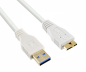 Preview: USB 3.0 Kabel A Stecker auf micro B 3.0 Stecker, vergoldete Kontakte, weiß, 2,00m, Plastiktüte