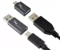 Preview: Set, 1x USB C plug to A socket + 1x C socket to A plug, 2x USB adapter, aluminium, space grey, DINIC box with Euro hole
