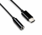 Preview: Adaptor USB-C la 3,5 mm audio (digital), cu chipset, negru, DINIC polybag, lungime 13,5 cm