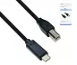 Preview: USB cable type C to USB 2.0 B plug, black, DINIC box with Euro hole, 2.00m