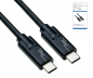 Preview: USB 3.2 data- ja latauskaapeli, C-C-tyypin pistoke, tukee 100W (20V/5A) latausta, musta, DINIC-kotelo, jossa on euroreikä, 0,50m.
