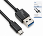 Preview: Cabo USB 3.1 tipo C - ficha 3.0 A, cabo de dados e de carregamento, 5Gbps, carregamento 3A, preto, caixa DINIC com orifício Euro, 1m
