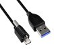 Preview: USB 3.1 cable type C+locking - USB 3.0 A, USB C-A cable with locking mechanism on type C plug, black, 2m