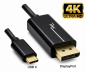 Preview: Καλώδιο προσαρμογέα USB τύπου C σε DisplayPort, 4K στα 60Hz, USB 3.1, αρσενικό σε αρσενικό, μαύρο, κουτί DINIC με οπή Euro, 2m