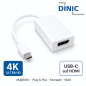 Preview: Adaptador DINIC USB-C / DisplayPort V2, conector USB 3.1 Gen.2 Tipo C para tomada DP, 4K a 60 Hz, branco