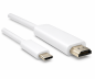 Preview: Cabo USB 3.1 com conector tipo C para conector HDMI, 4K2K a 60 Hz, HDCP, HDR, branco, caixa DINIC com orifício europeu, comprimento 1,00 m
