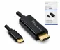 Preview: USB 3.1 kabel type C plug naar HDMI, 4K2K@60Hz, HDCP, HDR, DP-ALT, zwart, 2,00m, DINIC box met Euro gat
