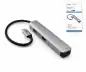 Preview: USB-C 5-in-1 Adapter, HDMI 4K/60Hz, RJ45 3x USB-A (5G), Aluminium, silber, DINIC Box mit Euroloch