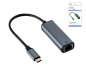 Preview: Adapter USB C pistik/RJ45 Gbit LAN pistikupesa, 10/100/1000 Mbps automaatse tuvastamisega, ruumiline hall, DINIC karp koos Euro-auguga, pikkus 0,20m.