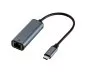Preview: Adapter USB C-stekker/RJ45 Gbit LAN-aansluiting, 10/100/1000 Mbps met autodetectie, space grijs, DINIC-box met Euro-gat, lengte 0,20m